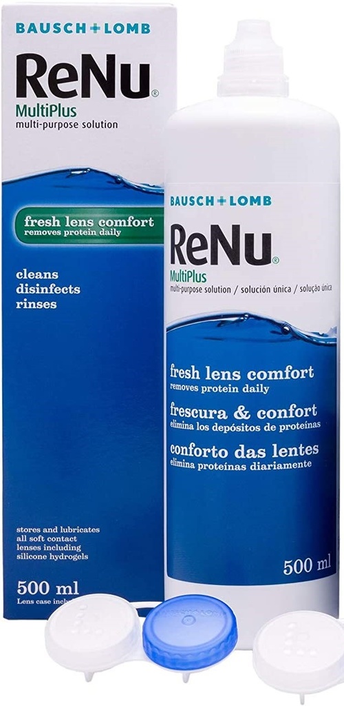 Solución Única Renu Multiplus 500 ml + Estuche  Bausch & Lomb.