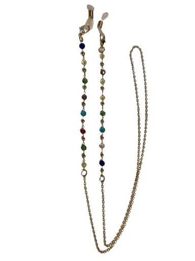 [CORD76] Cadena Dorada Cristales Colores