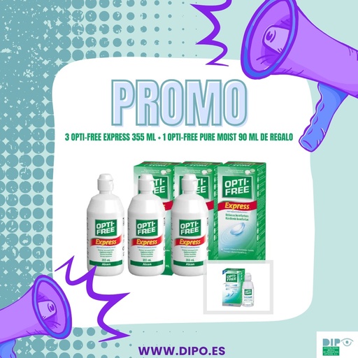 [ALC.113P3] Promo 3 Opti-Free Express 355 ml + 1  Opti-Free Pure Moist 90 ml De Regalo
