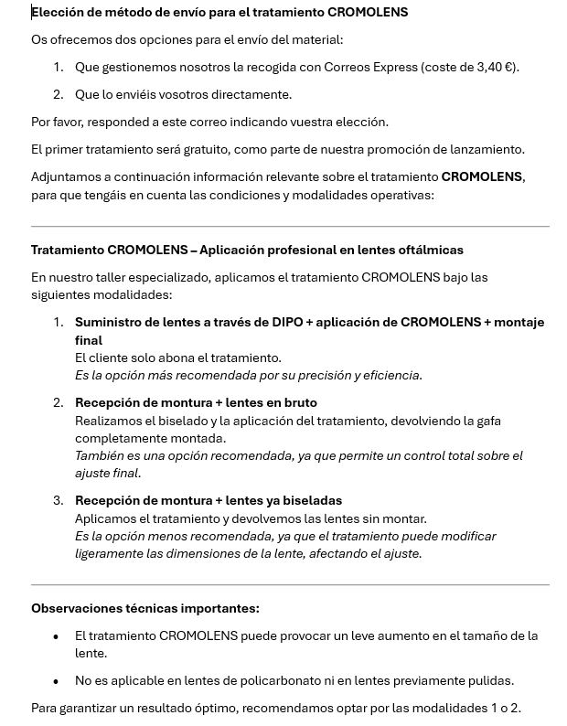 TRATAMIENTO CROMOLENS MULTICOLOR