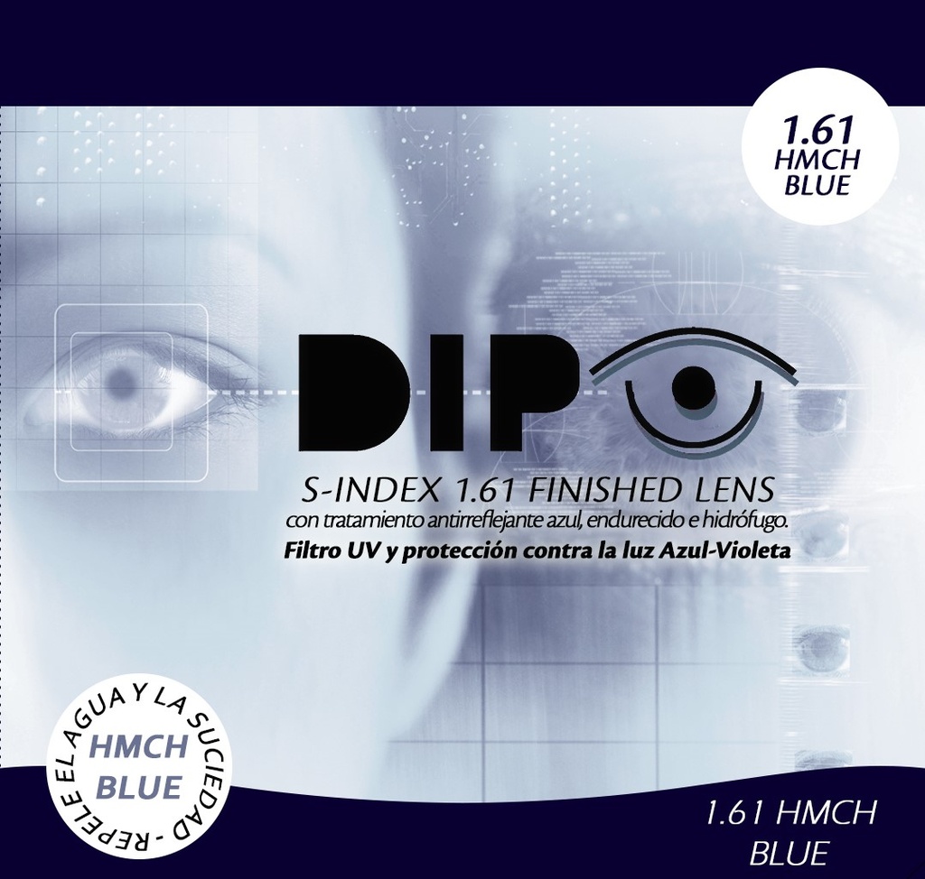 1.56(+)/1.61(-) UV400 HMC Hidrófugo Blue Block