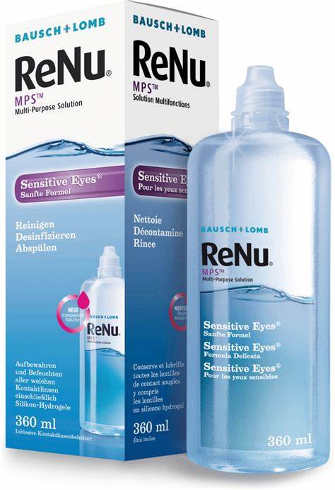  Oferta 3+2-Solución Única Renu Mps Sensitive Eyes 360 ml + Estuche  Bausch & Lomb. 
