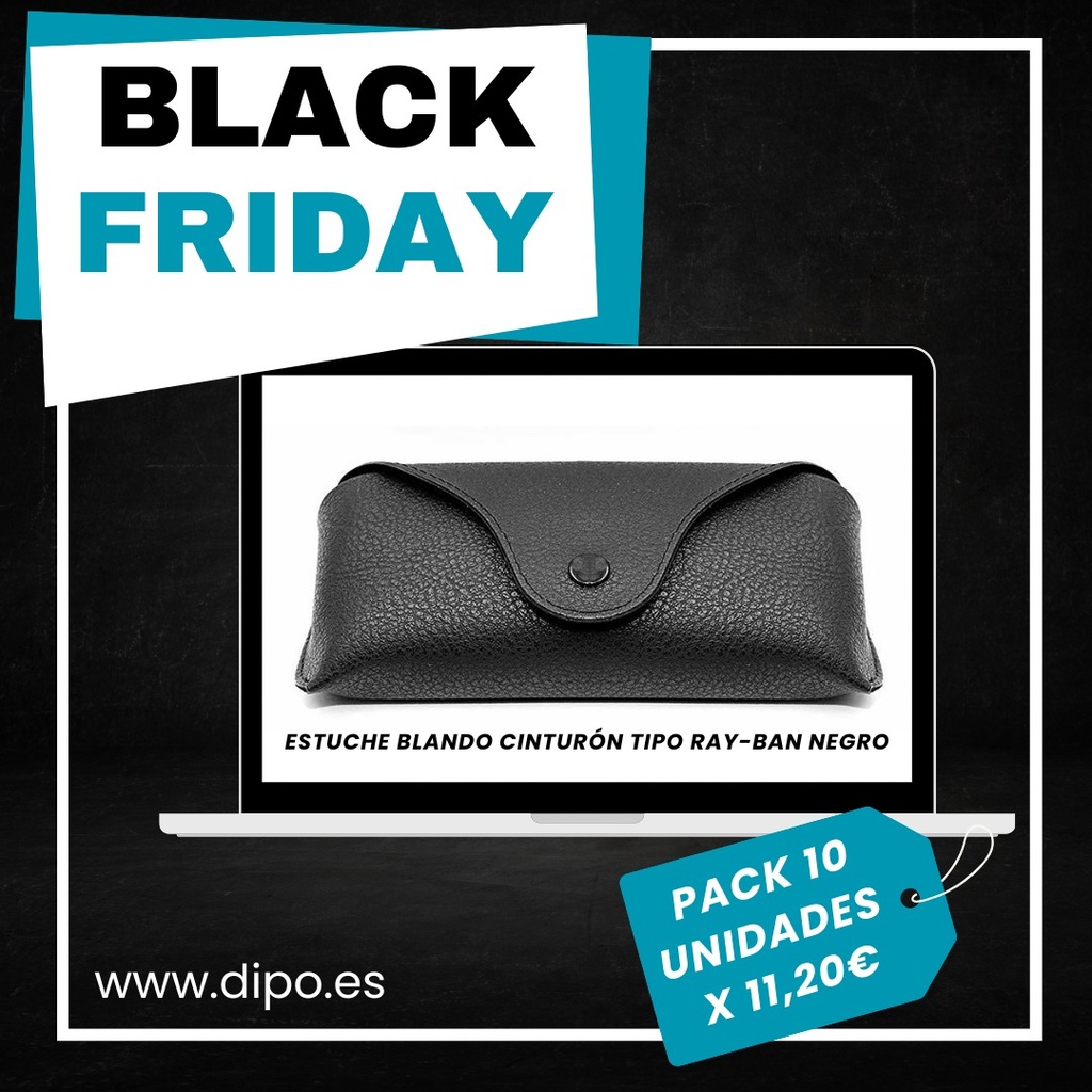 Estuche Blando cinturón Tipo Ray-Ban Negro (10 Uds.)