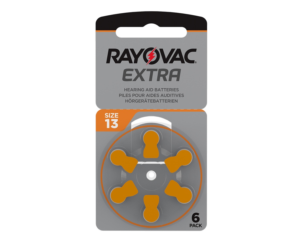 Blister de 6 Pilas Modelo 13 AG-6XE Extra Rayovac  (Naranja)