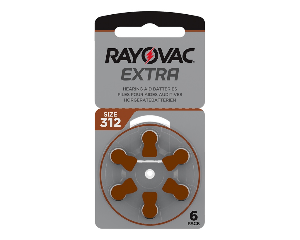 Blister de 6 Pilas Modelo 312 AG-6XE Extra Rayovac  (Marrón)