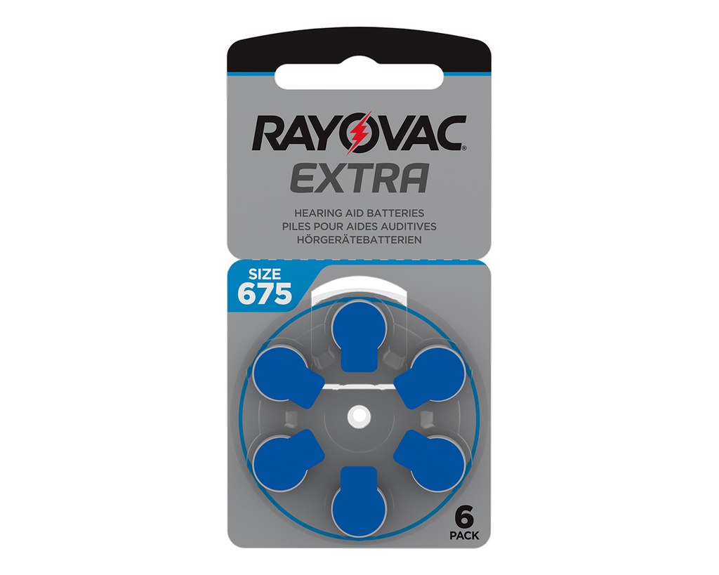Blister de 6 Pilas Modelo 675 AG-6XE Extra Rayovac (Azul)