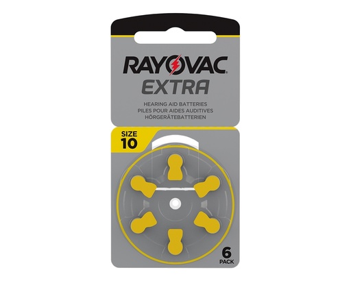 [PIRAY10-6] Blister de 6 Pilas Modelo 10 AG-6XE Extra Rayovac  (Amarilla)