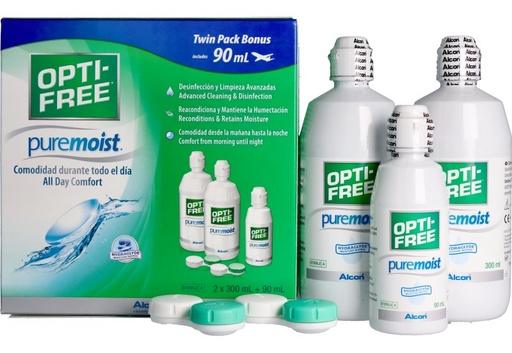 [ALC.138] Opti-Free Bi-Pack Pure Moist 2 X 300 ml + 90 ml Gratis  Alcon