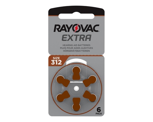 [PIRAY312-6] Blister de 6 Pilas Modelo 312 AG-6XE Extra Rayovac  (Marrón)