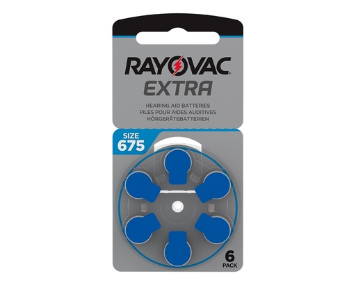 [PIRAY675-6] Blister de 6 Pilas Modelo 675 AG-6XE Extra Rayovac (Azul)