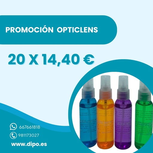 [CL.107-KIT20] Opticlens 60 ml. 20 uds. Limpiagafas  (variados) Dipo 