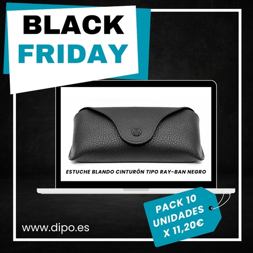 Estuche Blando cinturón Tipo Ray-Ban Negro (10 Uds.)