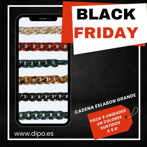 [CORDVARIADO] Cadena Eslabón  Grande (4 Uds Surtido de Colores)